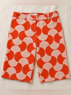 Trina Turk Orange Geometric Bermuda Shorts Size 8 Retro Mod Print